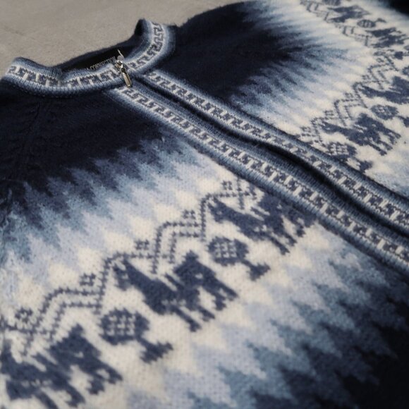Alpaca Connections Sweater Womens L Blue Zip Up Knit Cardigan Sweatshirt Wool - Picture 7 of 16